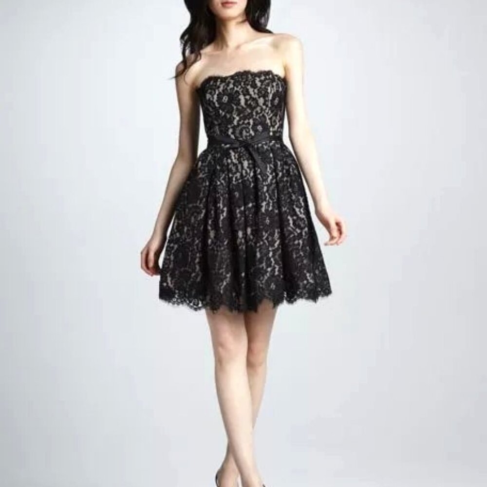 Neiman Marcus Target Robert Rodriguez Lace Strapless Party Cocktail Black Dress